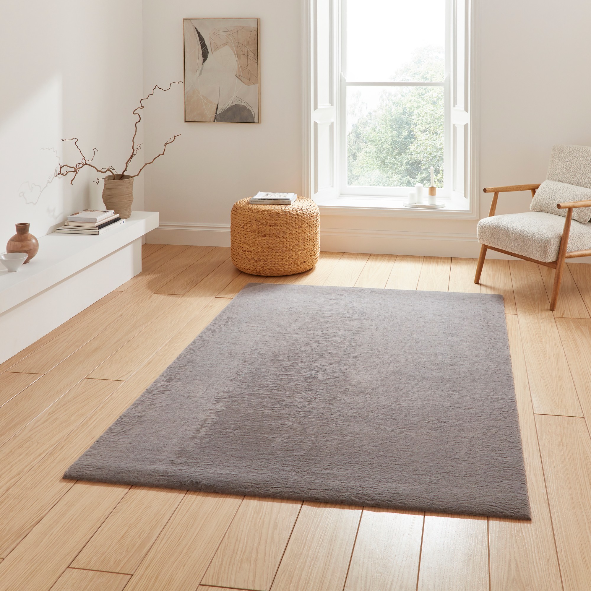 Snug Rug Modern Plain Soft Rugs In Dark Grey